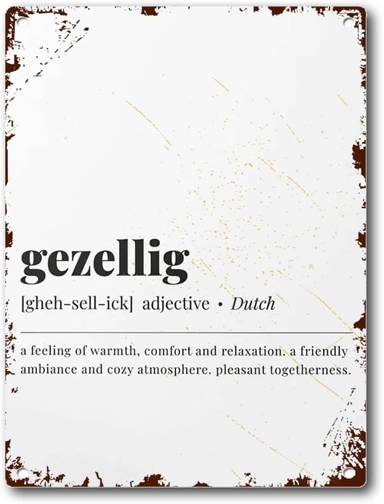 Home Bar Word - Blechschild mit Niederländischen Worten: Gezellig-Motiv, Niederländisches