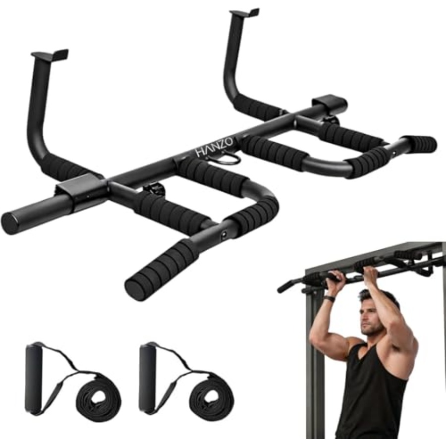 Home Bar And Gym - Türklimmzugstange-Set mit Aufhängegurten, Multi-Grip-Klimmzugstange für das