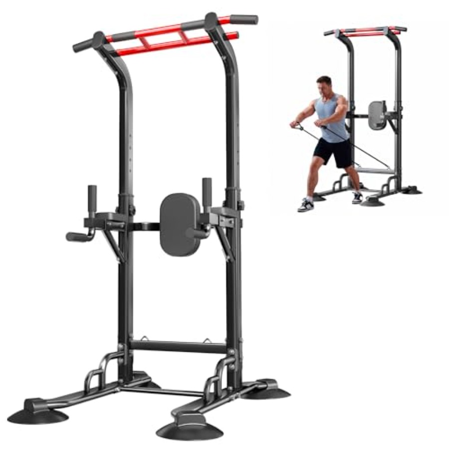 Home Bar And Gym - Heim-Fitness-Klimmzugstange: Stahl, schwarz, 12-fach verstellbare Multifunktions-Dip-
