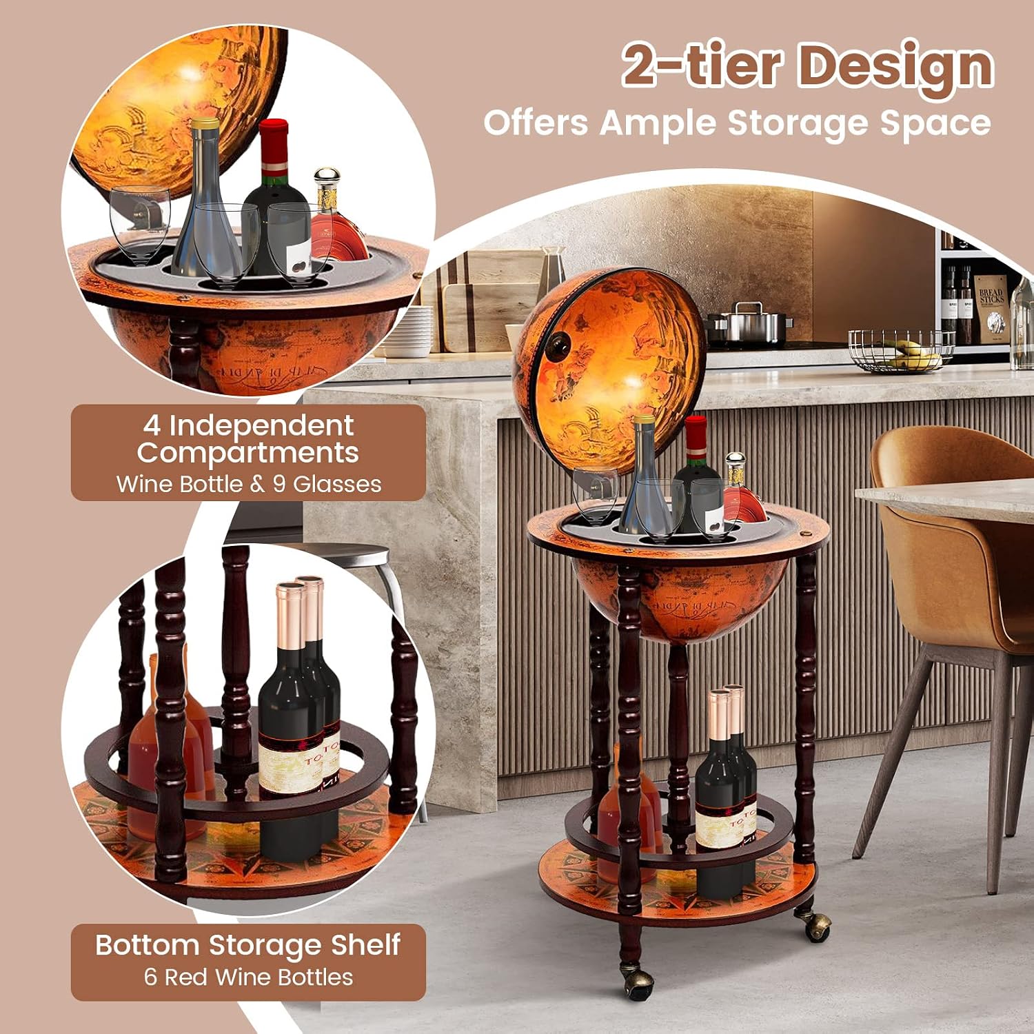 Globus-Barwagen, Spirituosen-B – Home Bar Shelves Bewertung und Preis