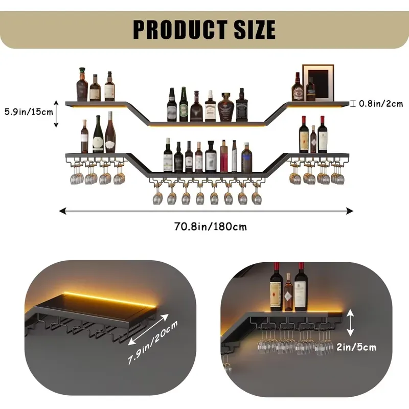 70,8 Zoll LED Wandmontiertes W – Home Bar Shelf Bewertung und Preis